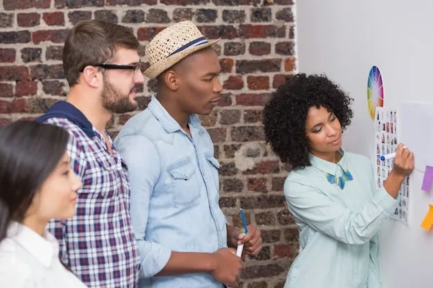 A group of people from diverse backgrounds collaborating on a community art project, symbolizing unity and a shared vision.
