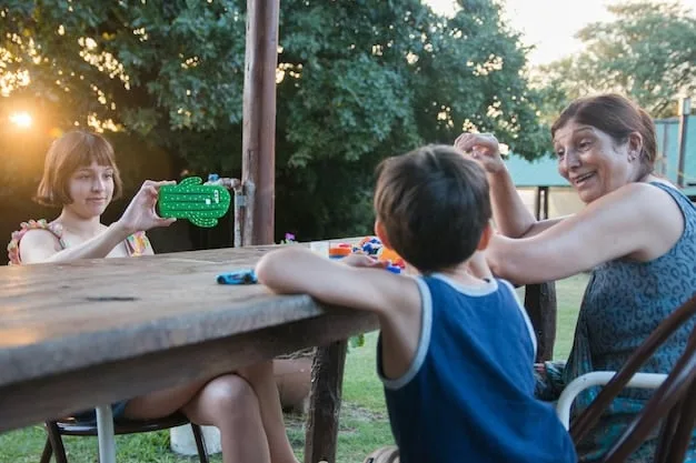 A family, including Gen Z children, actively engaging in a board game or outdoor activity, with a glowing tablet placed face down and out of focus in the corner, symbolizing deliberate unplugging and real-world connection.