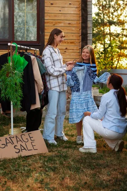 A Gen Z individual browsing items in a trendy second-hand clothing store, emphasizing sustainable fashion choices and circular economy practices.