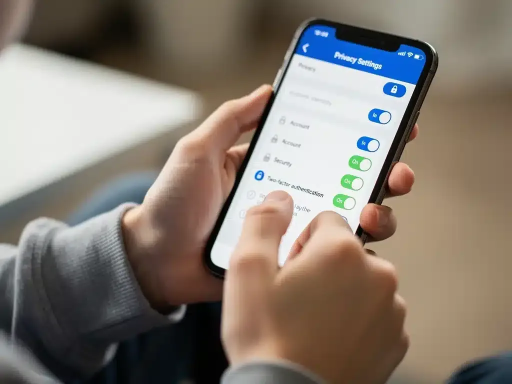 Teenager actively managing smartphone privacy settings