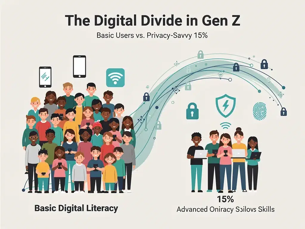 Infographic illustrating Gen Z digital privacy divide