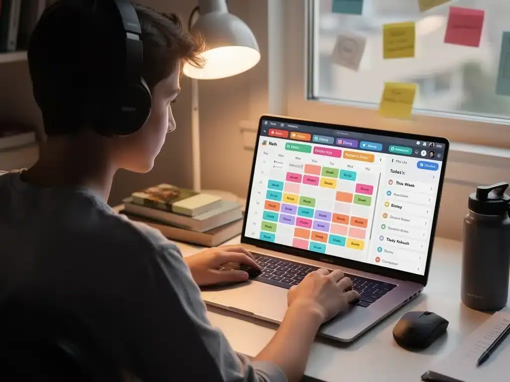 Student organizing digital workspace for effective online learning