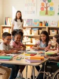 Diverse students collaborating in an inclusive classroom setting