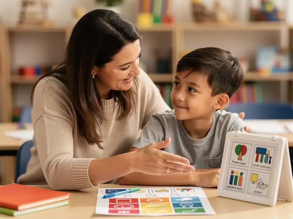 Teacher providing personalized instruction to a neurodivergent student
