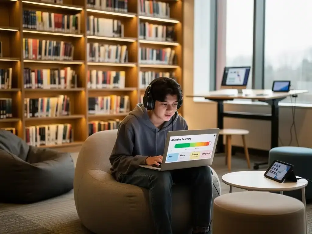 Student engaged in personalized adaptive learning