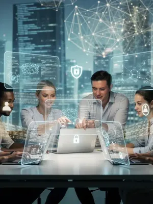 Youth engaging with AI interfaces, highlighting ethical policy considerations