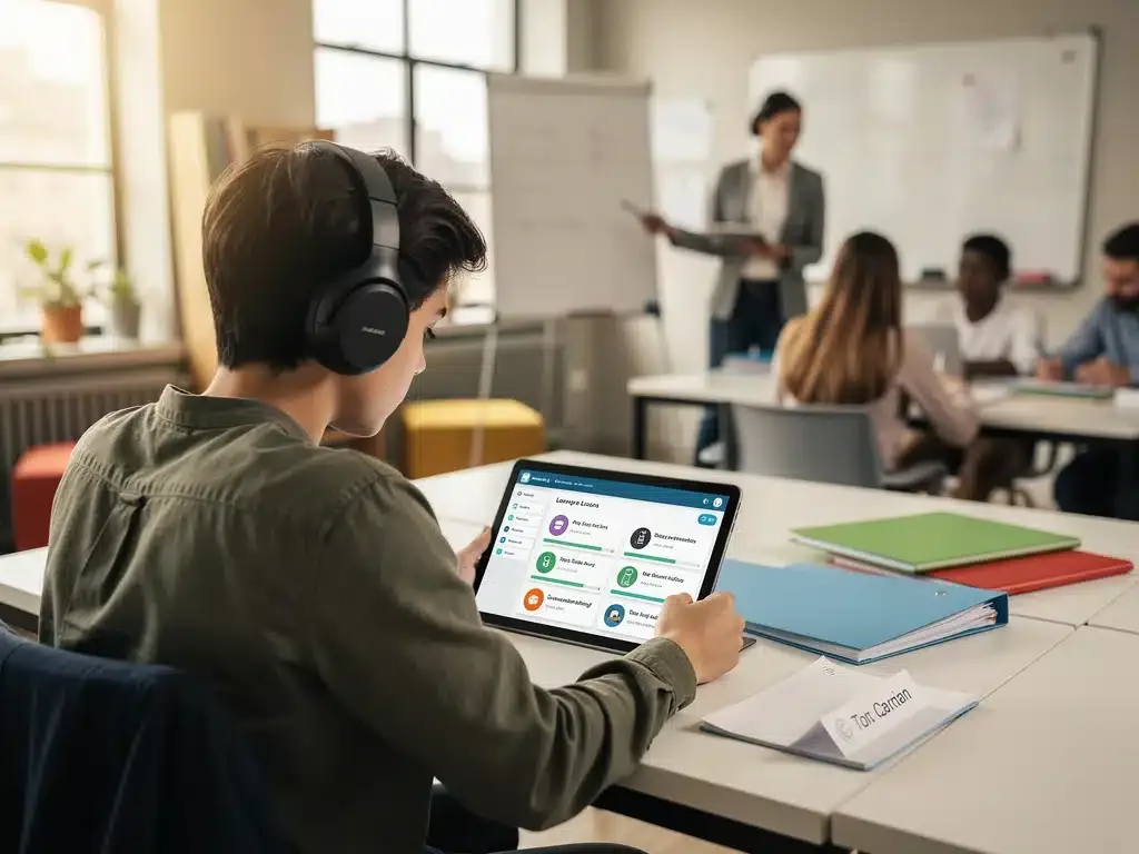 Student focused on personalized digital learning