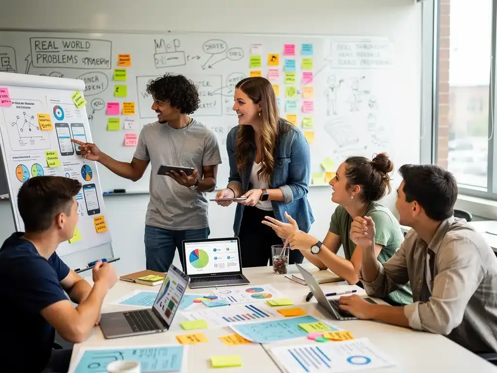 Teacher guiding project-based learning with Gen Z