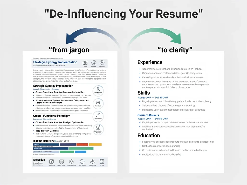 Infographic comparing jargon-filled and concise resumes
