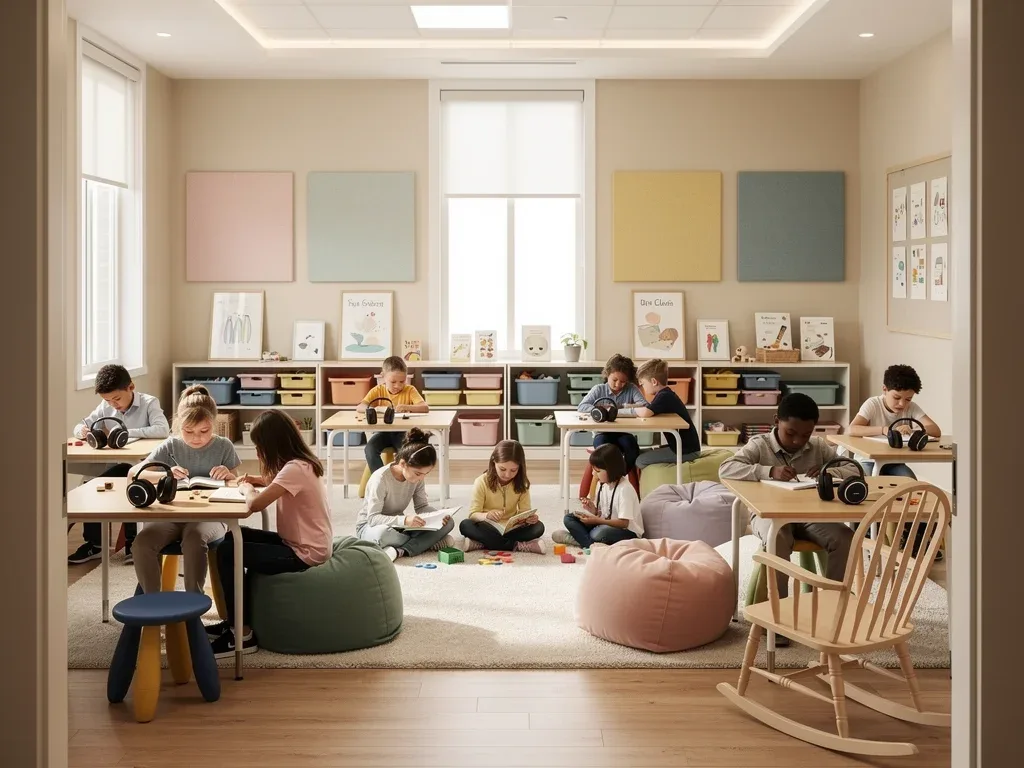 Sensory-friendly classroom environment with engaged students