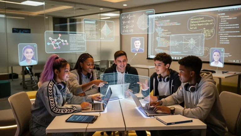 Gen Z students interacting with personalized AI tutors for STEM education