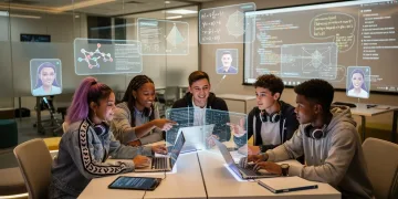 Gen Z students interacting with personalized AI tutors for STEM education