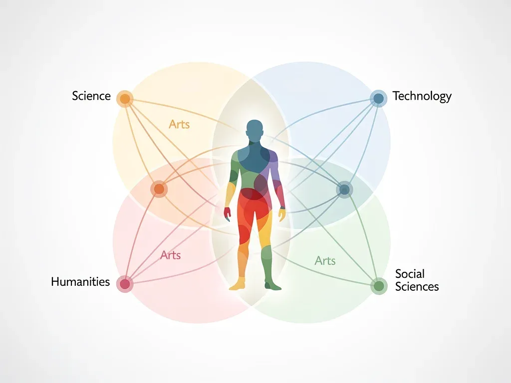 Diagram showing the intersection of complementary skills and academic disciplines, representing poly-skilling.