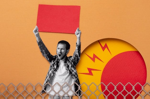 A split-screen image featuring a protest march on one side and a corresponding social media campaign on the other, illustrating how offline activism is amplified and supported by online efforts. The image includes diverse individuals creating and sharing content on their smartphones, using hashtags and engaging with comments.