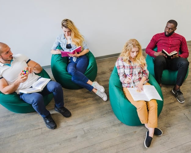 A group of people participating in an intergenerational workshop, sitting in a circle, actively listening to each other, with notebooks and pens in hand, and a facilitator guiding the discussion.
