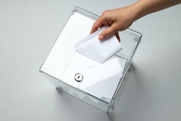 A close-up of a hand casting a ballot into a secure ballot box. The image emphasizes the importance of secure and accessible voting processes. The background should be blurred to focus on the act of voting.
