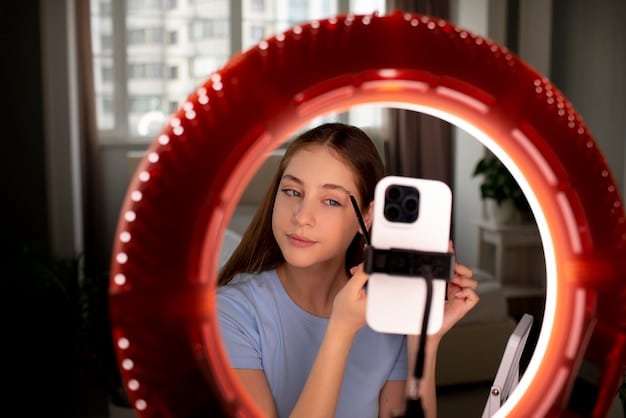 A split-screen image showing a virtual influencer promoting a product on one side and a group of skeptical consumers on the other. The expressions should convey a sense of both fascination and skepticism.