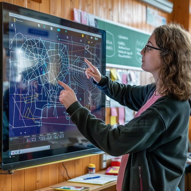 A visual representation of an AI algorithm dynamically adjusting a learning curriculum based on a student's real-time performance data, depicted as graphs and charts.