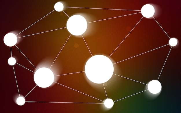 A graphic illustration showing a network of interconnected nodes, representing a decentralized social media network. Each node symbolizes a user or server, emphasizing the distributed nature of the platform.