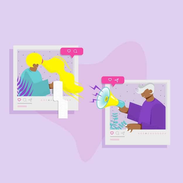 A split-screen image showing a Gen Z activist creating a social media post on their laptop on one side, and the same post being shared and amplified across various social media platforms on the other side.