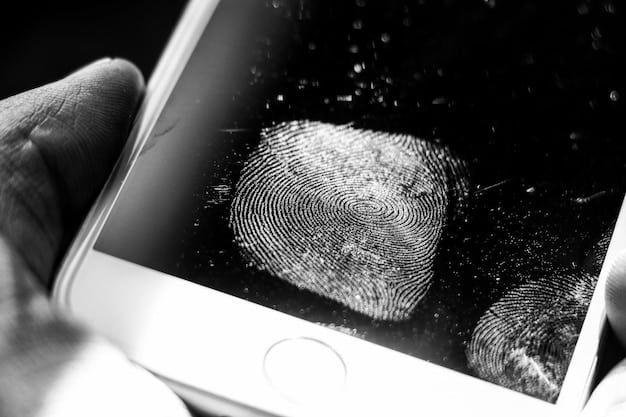 A conceptual image of a digital fingerprint overlaid on a smartphone screen, with various security icons surrounding it, symbolizing the balance between security and privacy in biometric authentication.