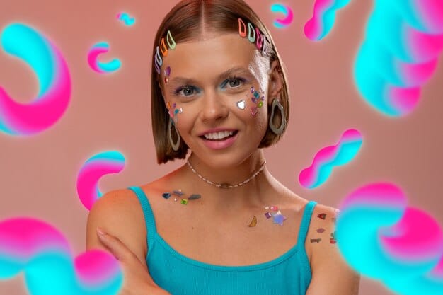 A vibrant, dynamic collage of short-form video clips, TikTok-style dancing, and colorful graphic overlays, symbolizing Gen Z's preference for highly visual and interactive content.
