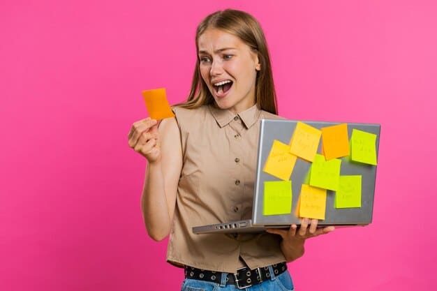 A Gen Z student coding on a laptop, surrounded by diagrams and sticky notes, showing innovation and problem-solving, with a bright, focused expression.