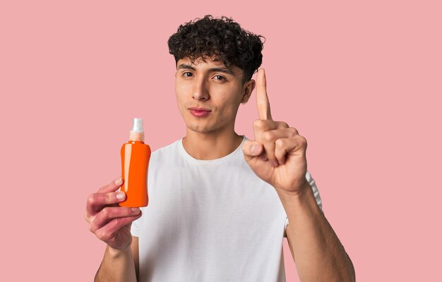 A young Gen Z individual holding up a common overhyped beauty product with a skeptical, thoughtful expression, surrounded by discarded packaging, symbolizing the 