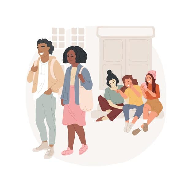 An illustration of a diverse group of Gen Z students learning in a dynamic, supportive classroom environment. Teachers are interacting with small groups, and students appear engaged in various activities, indicative of differentiated instruction.