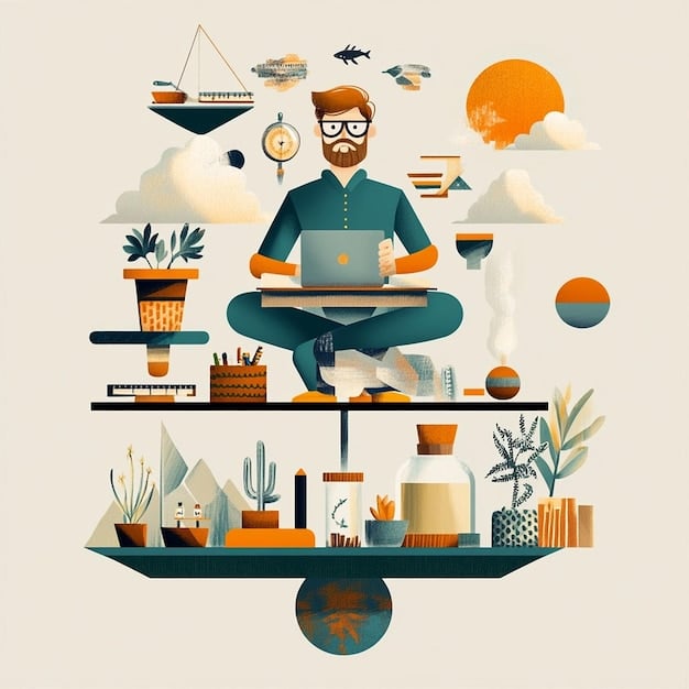 A detailed infographic illustrating the different aspects of work-life balance redefined by Gen Z, with icons for flexibility, mental health, purpose, and technology.