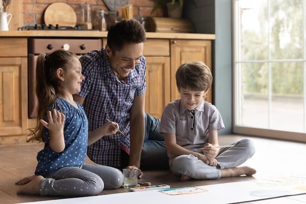A parent and child engaged in a playful learning activity at home, demonstrating positive interaction and skill-building in a natural family setting.