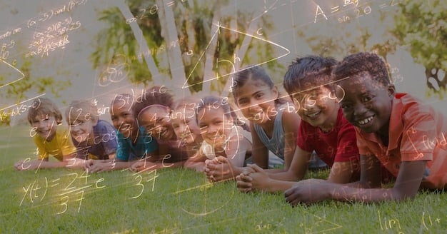 A diverse group of young children playing cooperatively in a sunlit playground, symbolizing healthy social development.