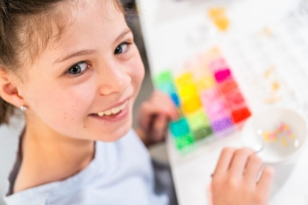 A child happily focusing on a puzzle game, with bright, supportive colors in the background, subtly implying cognitive activity and healthy development.