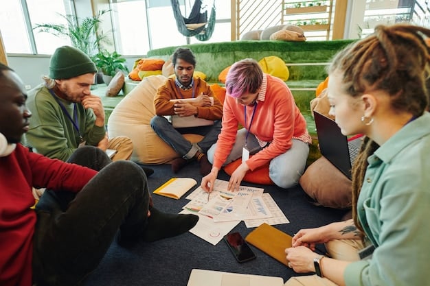 A diverse group of Gen Z students collaborating on a group project, demonstrating effective communication and problem-solving skills, with a supportive teacher observing. The setting is modern and collaborative, symbolizing positive classroom dynamics.