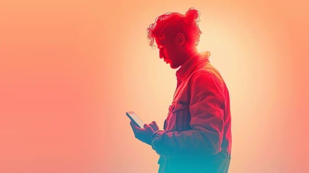 A silhouette of a young person looking at a phone, with layers of social media icons surrounding them, some with negative emojis and an overlay of protective shields, symbolizing the impact of cyberbullying and the need for new regulations.