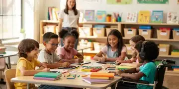 Diverse students collaborating in an inclusive classroom setting