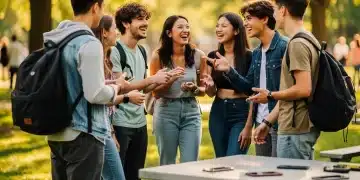 Gen Z teens connecting authentically outdoors, phones aside