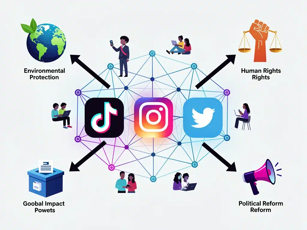 Infographic depicting Gen Z's digital platforms driving global social impact