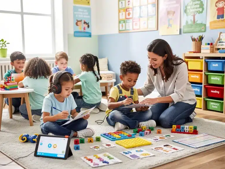 Children learning in a supportive classroom, symbolizing early intervention for learning disabilities