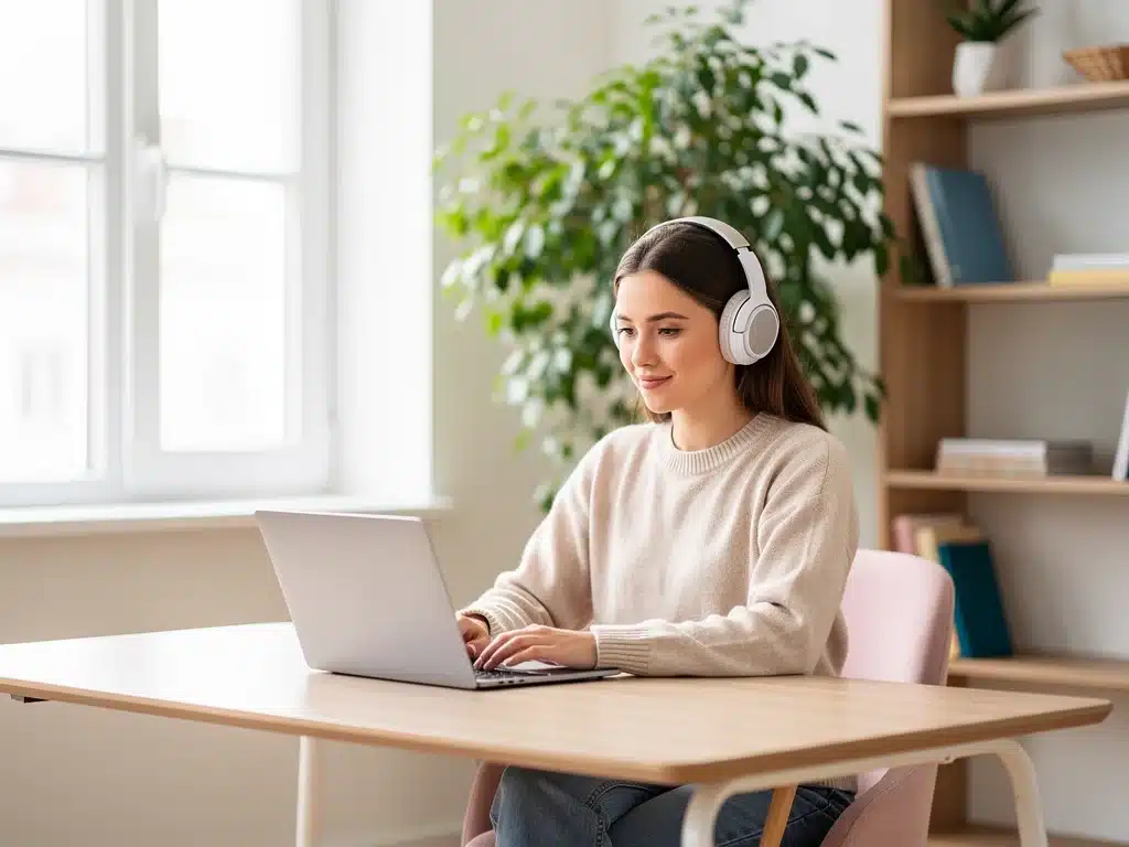 Gen Z professional engaged in remote work from a home office