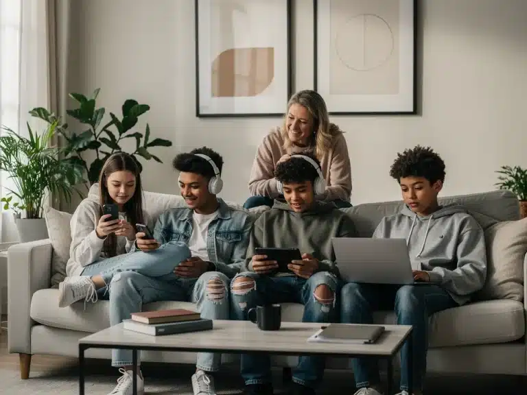 Parent connecting with Gen Z teen using digital communication